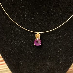 Rhodalite Cushion Cut Teardrop Garnet lab-created Pendant—Necklace not included